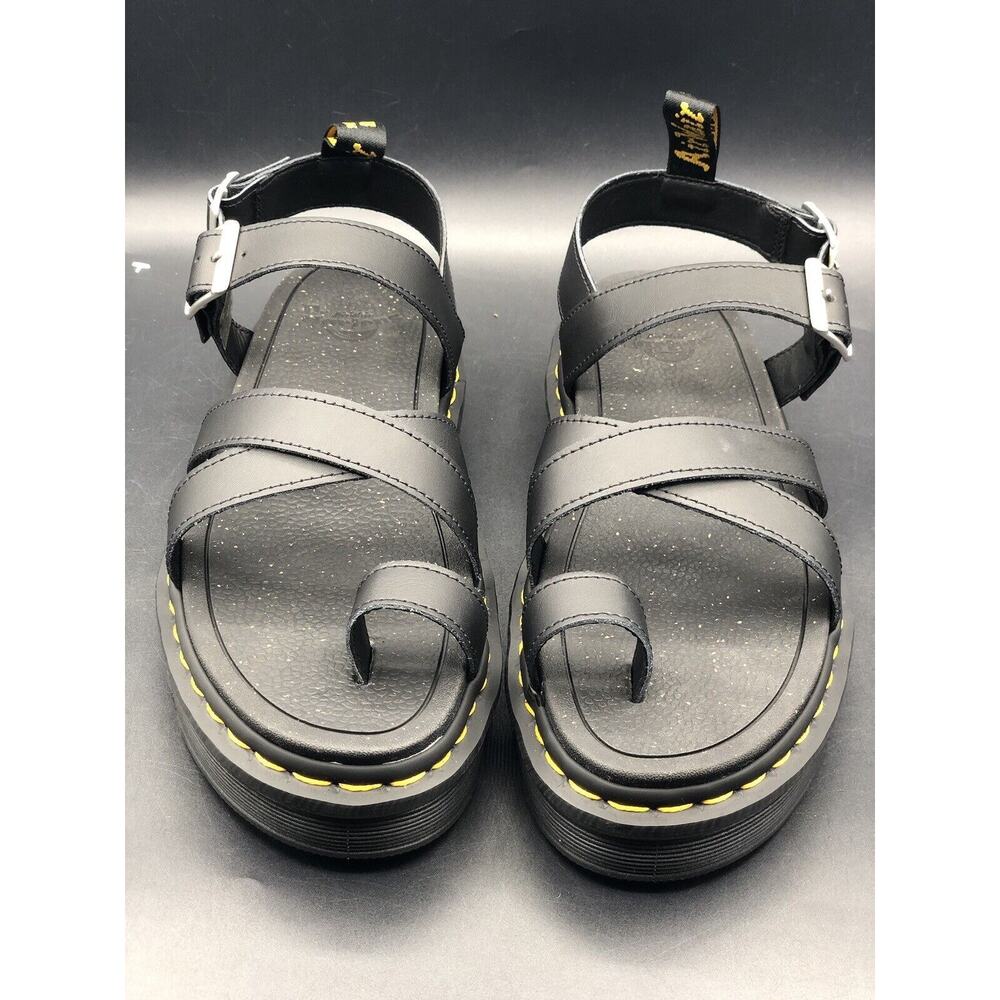 Dr DOC MARTEN Strappy BLAIRE Sandals BLACK Leather Platform Gladiator Size 10